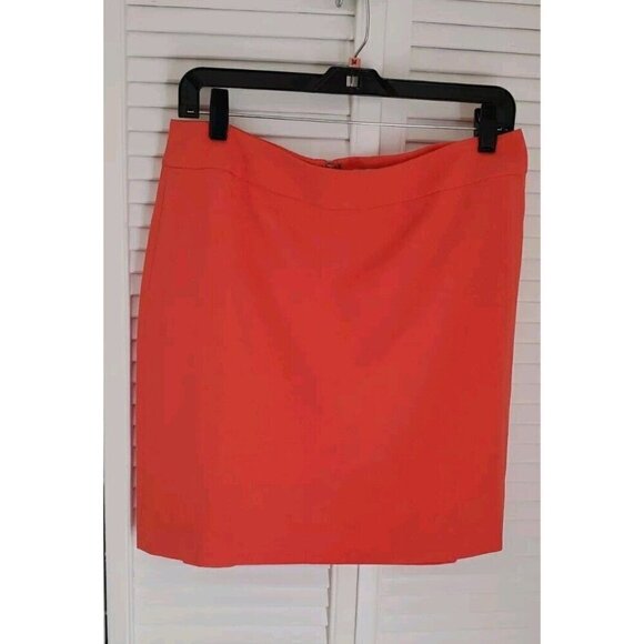 NEW BAR III TEXTURED CREPE DEEP TANGERINE PENCIL SKIRT SZ 10 - Picture 3 of 7